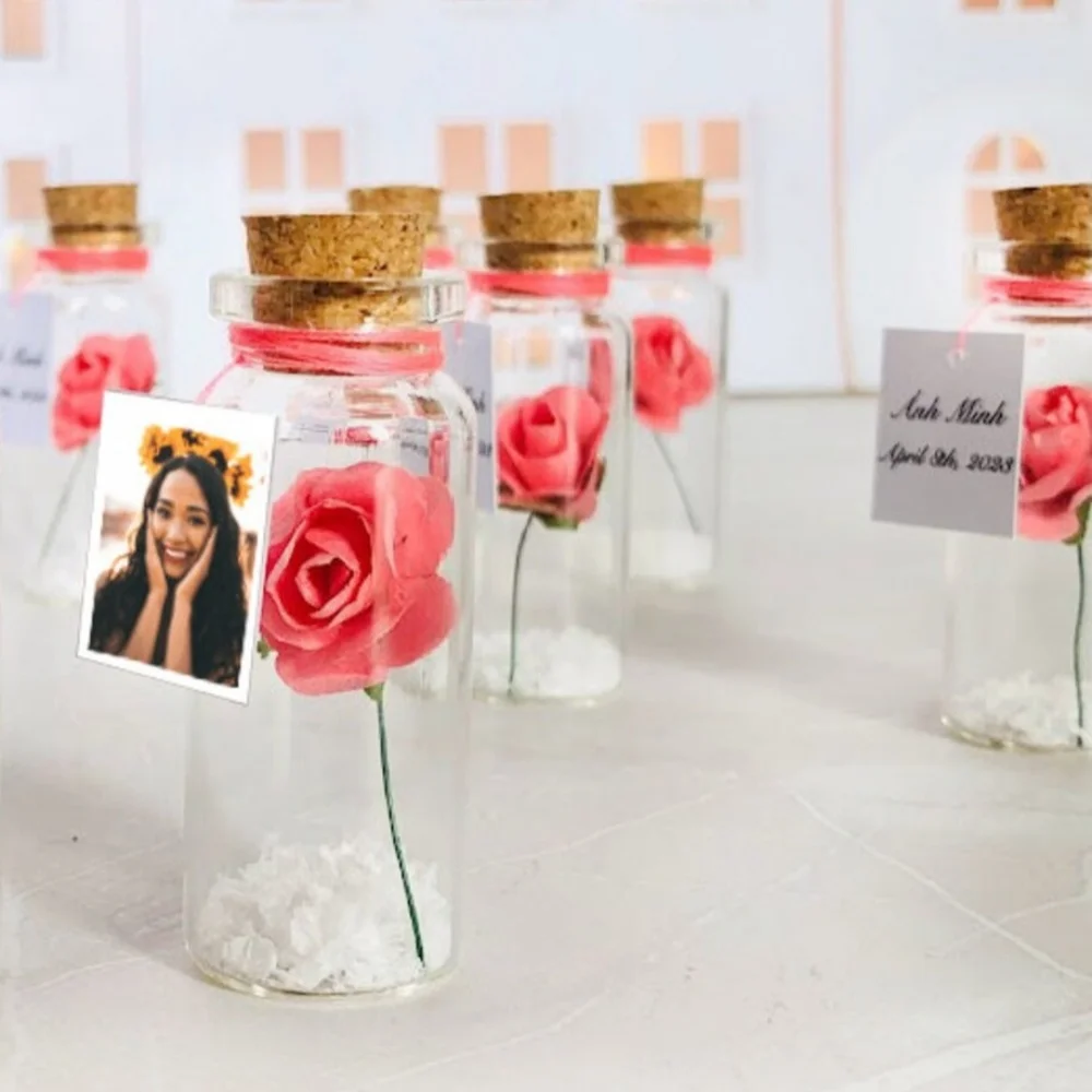 Regalos de invitados sobrenalizados para fiesta, recuerdos de Mis Quince, rosa en una botella, dulce 16 favores, recuerdo de fiesta a granel
