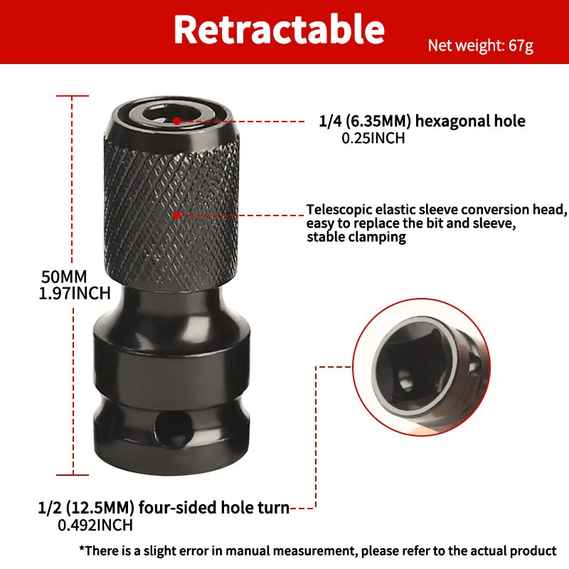 1/2" to 1/4" Hex Ratchet Socket Adapter, Quick Release Impact Wrench Tool Set for Automotive & DIY Use image 5