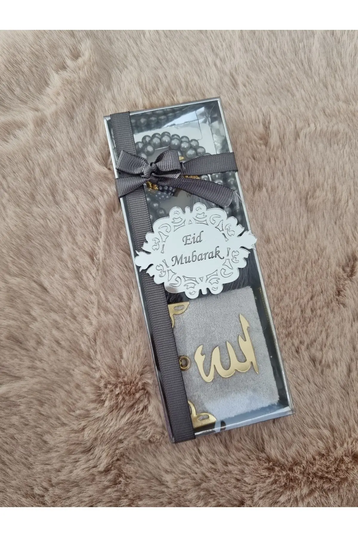 Gray Boxed Quran Rosary Mevlüt Hajj Engagement Wedding Gift can be personified by the name you want is written