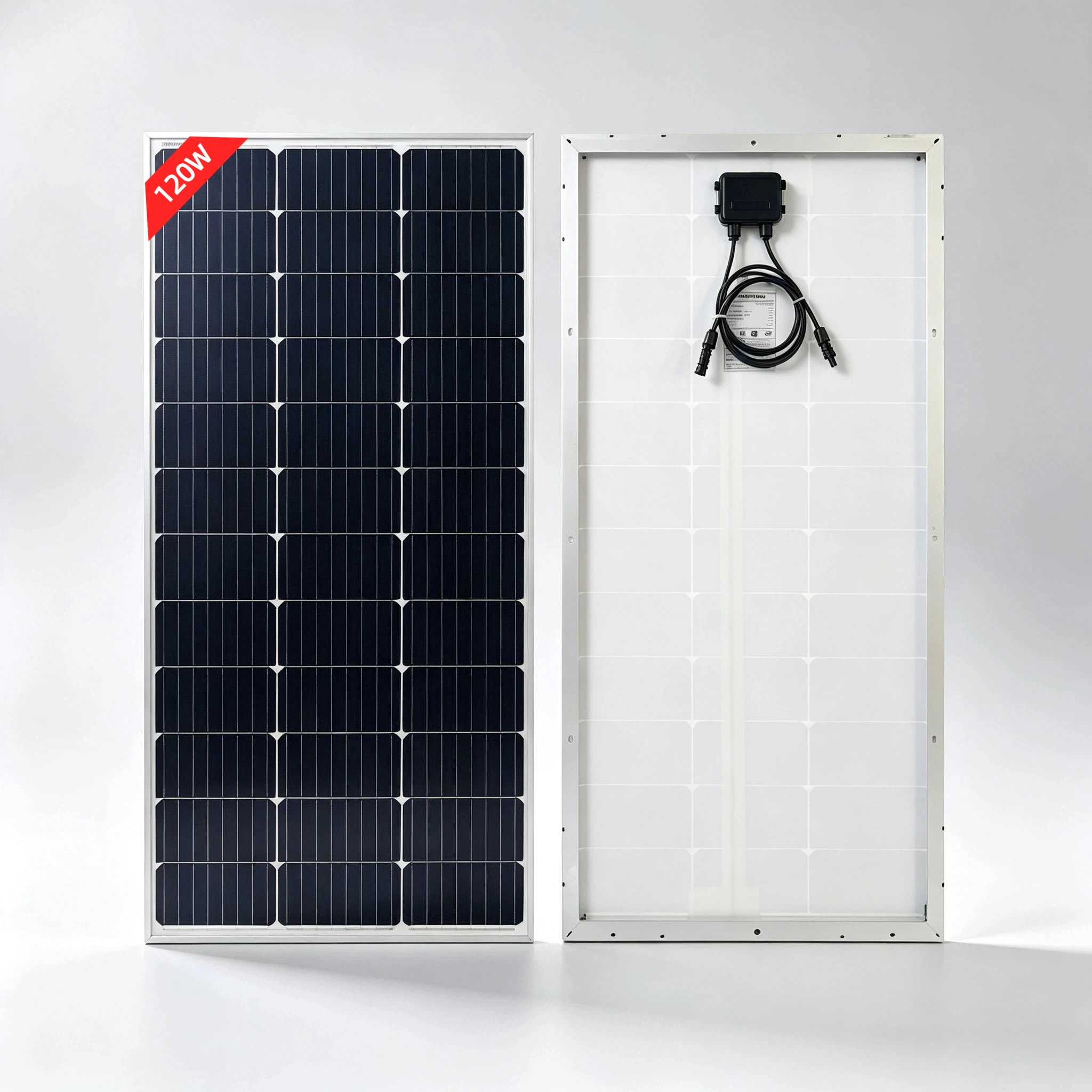 Pannello Solare Rigido in Vetro da 120W, Modulo Solare Portatile Impermeabile ad Alta Efficienza 18V per Tetto di Casa, Campeggio, Camper, Sistema Off-Grid