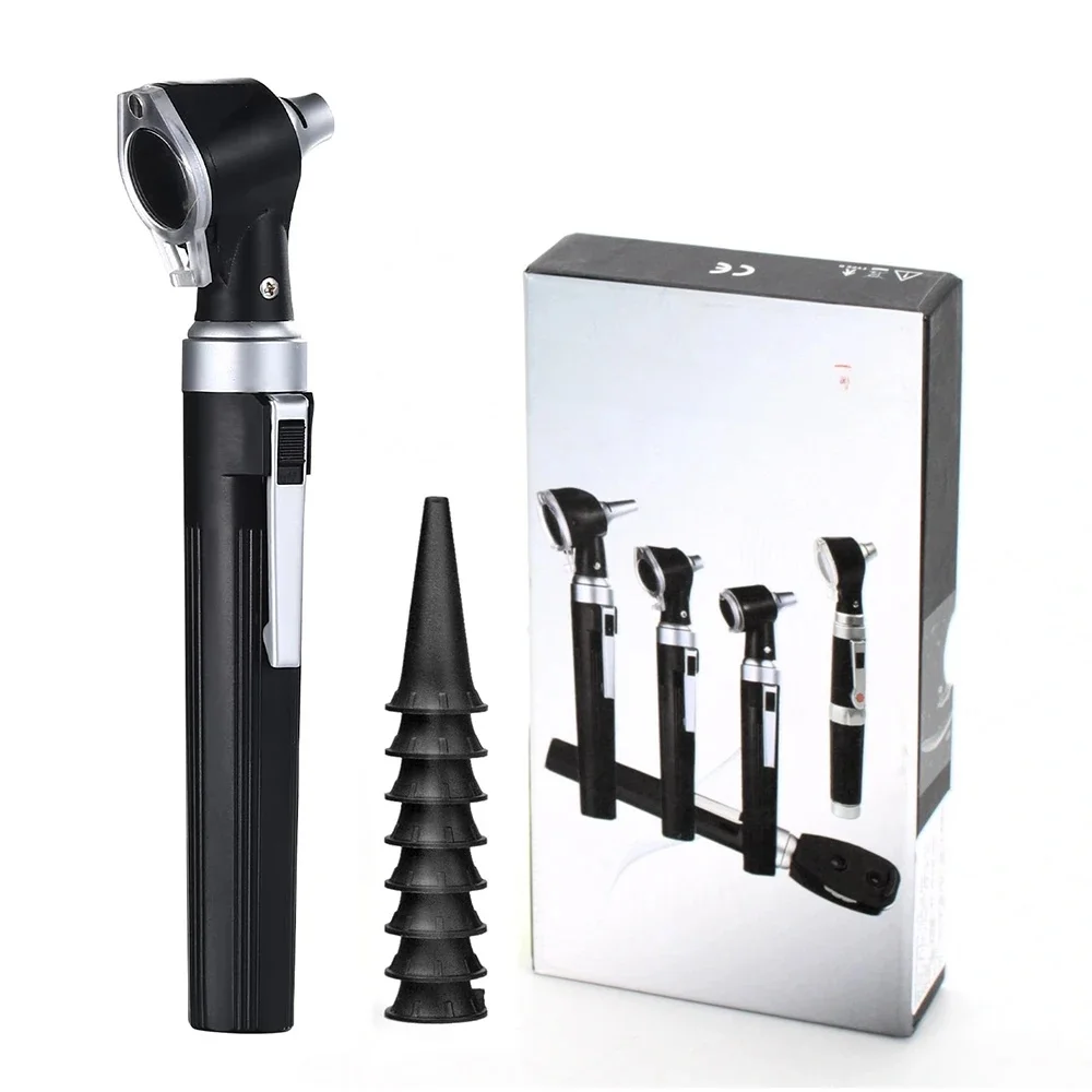 Otoscope - Lunette auriculaire avec lumière, détecteur d'infection auriculaire, kit de contrôle auriculaire avec lentille grossissante 3X (couleur noire)