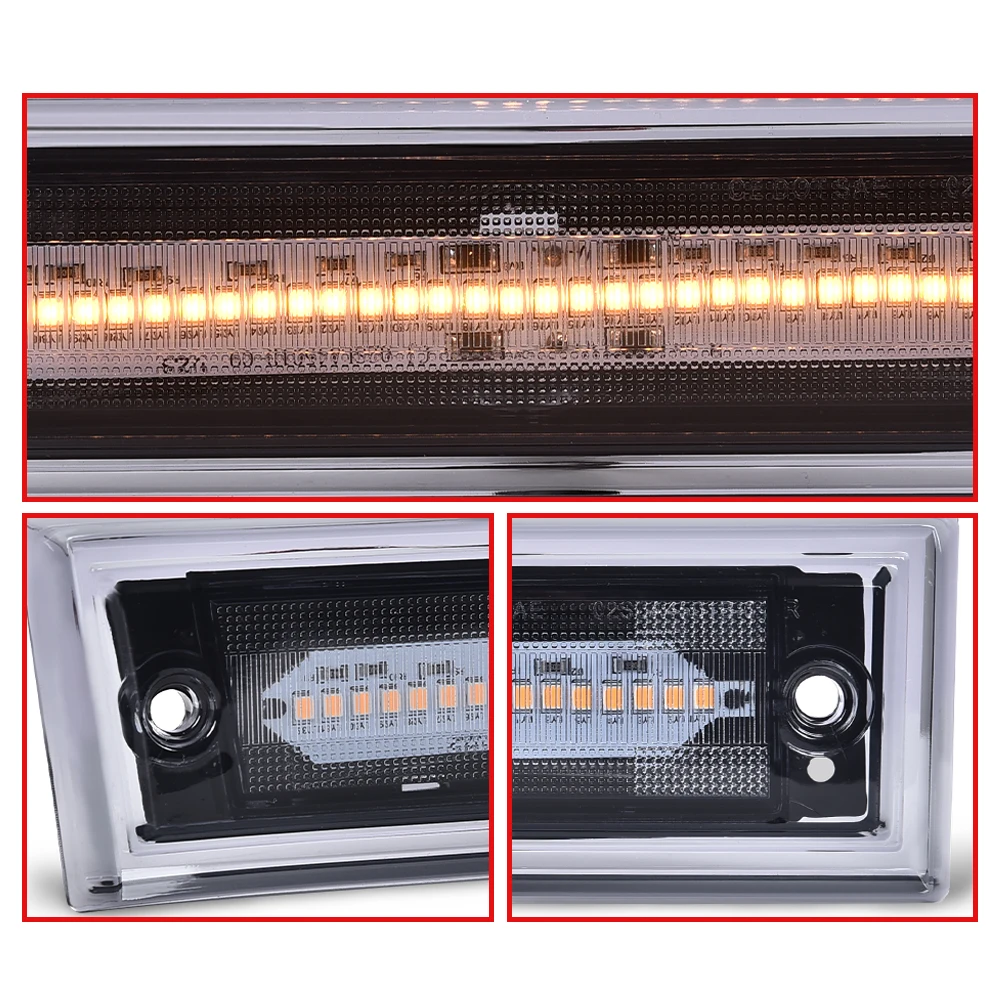 Lampu Penanda Samping Depan LED Amber Cocok untuk 1981-1991 C10/C20/C30 Gmc Lensa Asap Tahan Air Tahan Salju Tahan Debu Aksesoris Mobil