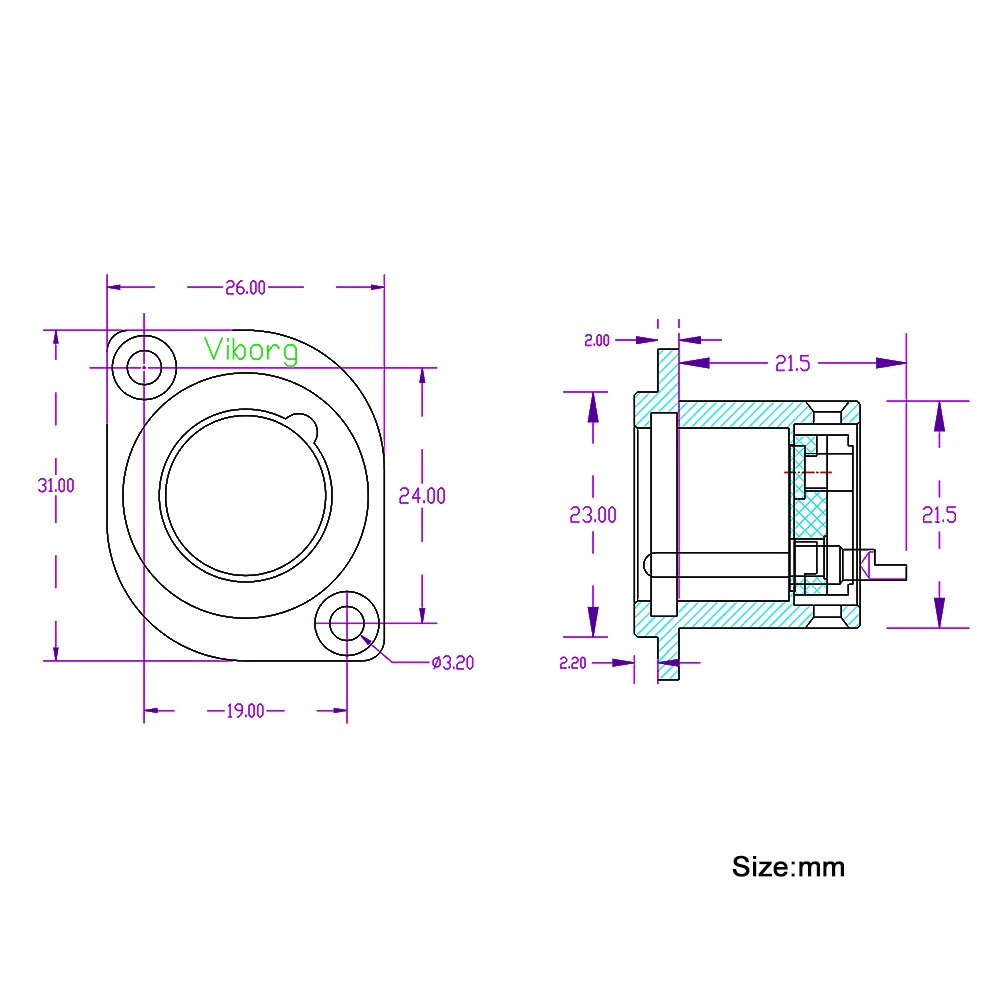 Viborg CM201R pure copper Rhodium plated XLR 3 Pin male Chassis Panel Mounted Socket Adapter Soldering XLR socket Male socket