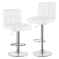 2PCs Bar Stools PU Leather Swivel Bar Chairs Swivel Stools for Breakfast Bar Counter Kitchen Home High Foot Stool