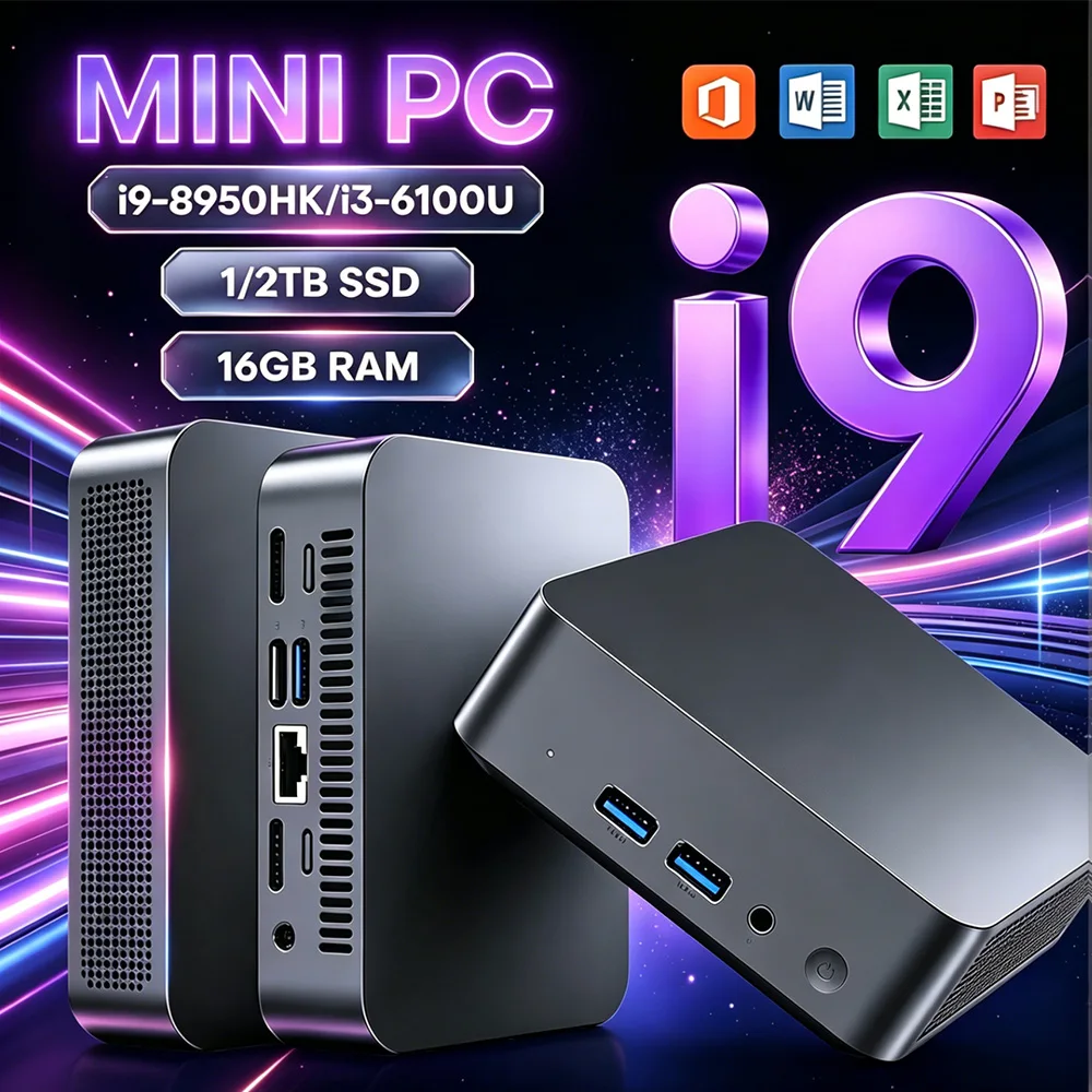 Mini PC Gamer portable Intel Core i9 8950HK i3 6100U Windows 11 Pro, 16 Go DDR, 512 Go/1 To SSD M.2, WiFi 6, BT5.2, ordinateur de bureau