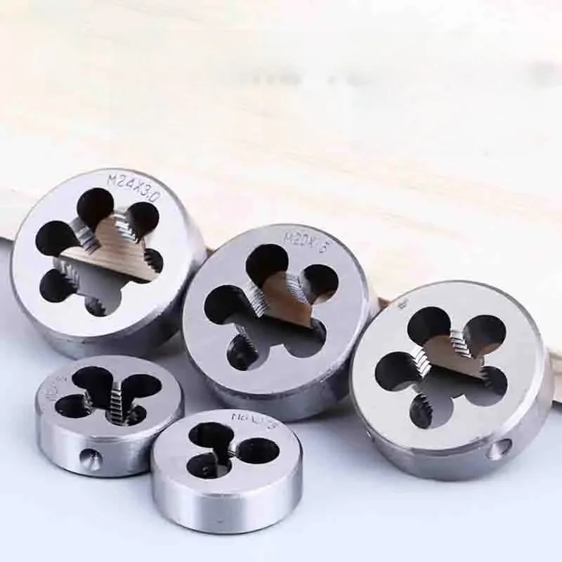 Matrices à filetage rondes métriques, outil de coupe en acier allié à droite M1 M2 M2.5 M3 M4 M5 M6 M7 M8 M9 M10 M11 M12 M13