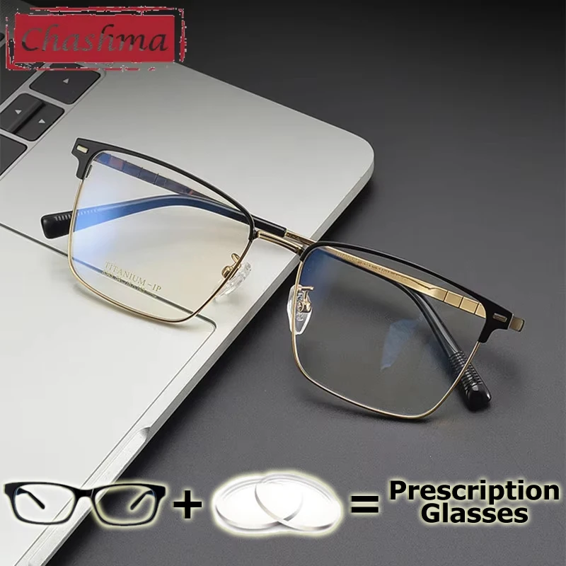 

Chashma Prescription Glasses Pure Titanium Eyeglasses Frames Reading Eyewear Myopia Farsighted Blue Light Block Lenses Spectacle