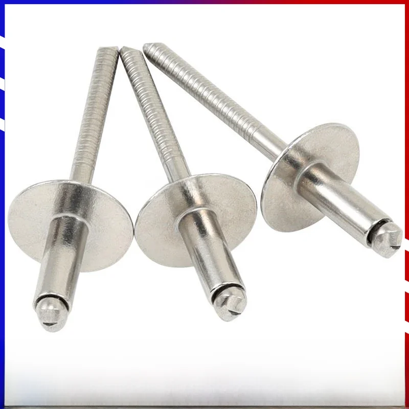 304 acier inoxydable grande tête tirer Rivet grande tête plate tête ronde noyau tirer Rivet tirer décoration des ongles M3.2 M4M4.8M6.4 10 ~ 50 pièces