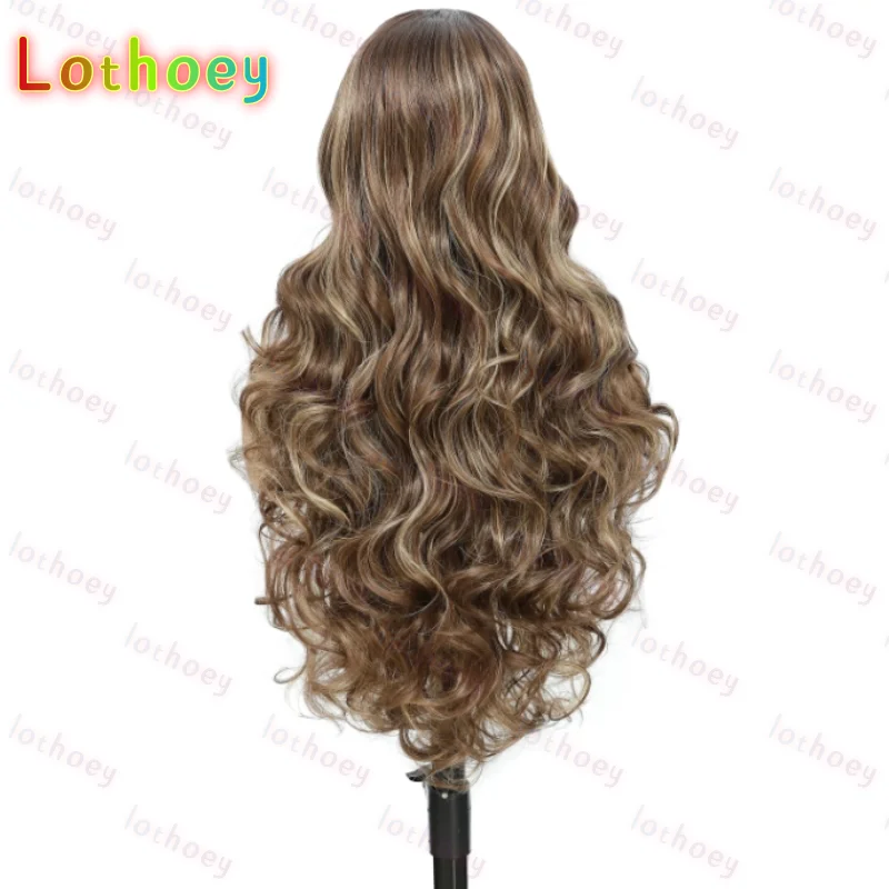 28Inches Loose Body Wave Lace Frontal Wigs   Brown Blond   Frontal Multi-specificationn Lace Wig Humen Hair Wig For Women
