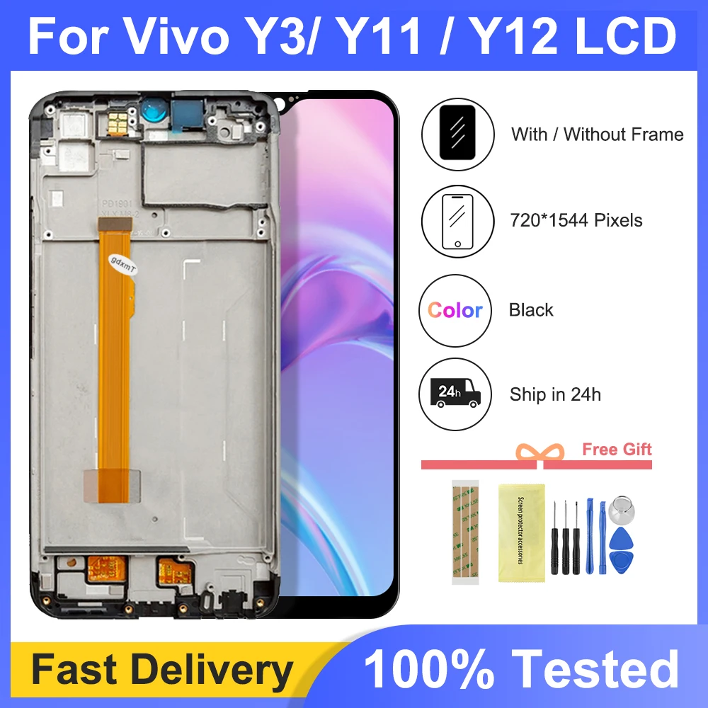 W 100% przetestowane dla Vivo Y3 Y11 Y12 Y15 Y17 Wyświetlacz LCD Ekran dotykowy Digitizer Zamiennik dla Vivo Y3 V1901A Lcd 1906