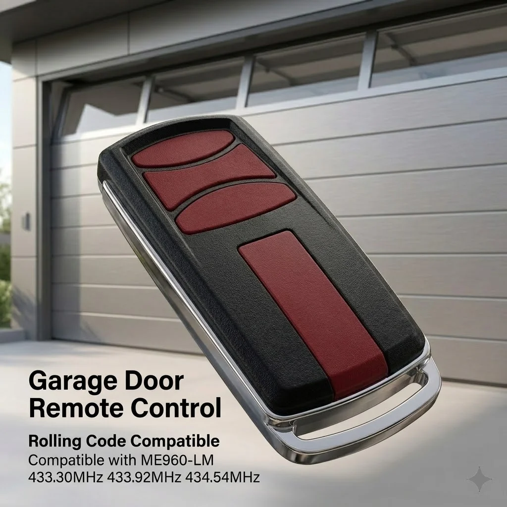 

Garage Door Remote Control Model ME960-LM 433.30 / 433.92 / 434.54 MHz Gate Keychain Transmitter
