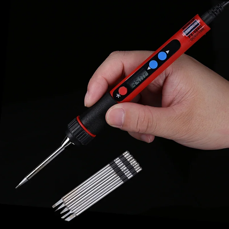 5V 10W przenośny USB lutownica LCD cyfrowy regulacja temperatury pistolet lutowniczy torba spawanie Rework Repair Tool — zdjęcie 2
