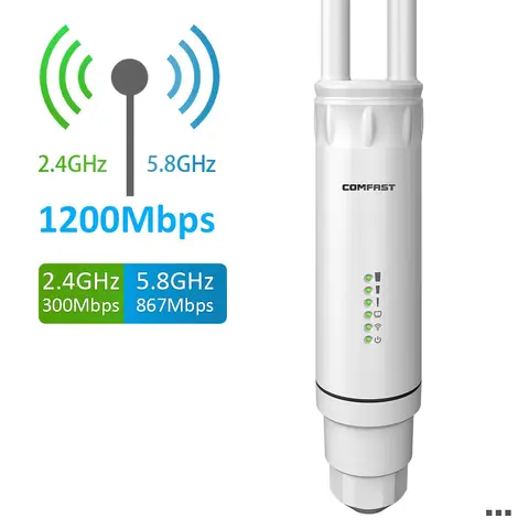 Comfast 300M/1200M Utomhusåtkomstpunkt Trådlös WiFi-förlängare 2.4G/5GHz AC1200 Wide-Area Router WiFi-antenn Gatu-repeater AP 8 best sales utomhusåtkomstpunkt - №7