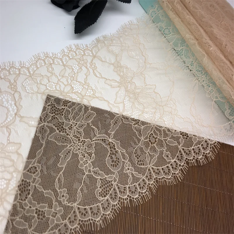 Pastel Pink Lace Fabric DIY Wedding Dress Accessories Eyelash Chantilly Lace Trim for Clothes Sewing Crafts