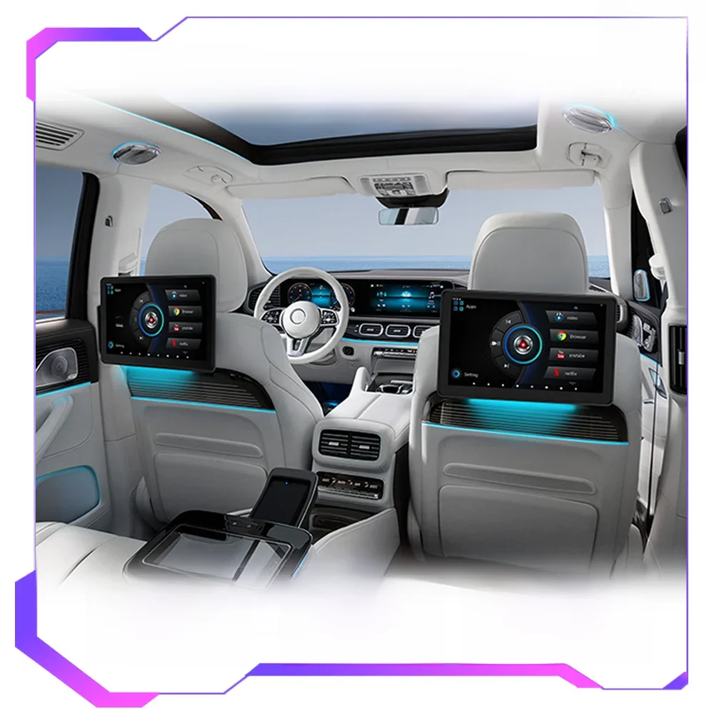 Incell 10.1 "Android 13 Auto Hoofdsteun Monitor Ultradunne Touchscreen Voor Achterbank Multimedia Speler Carplay Omgevingslichten BT - afbeelding 2