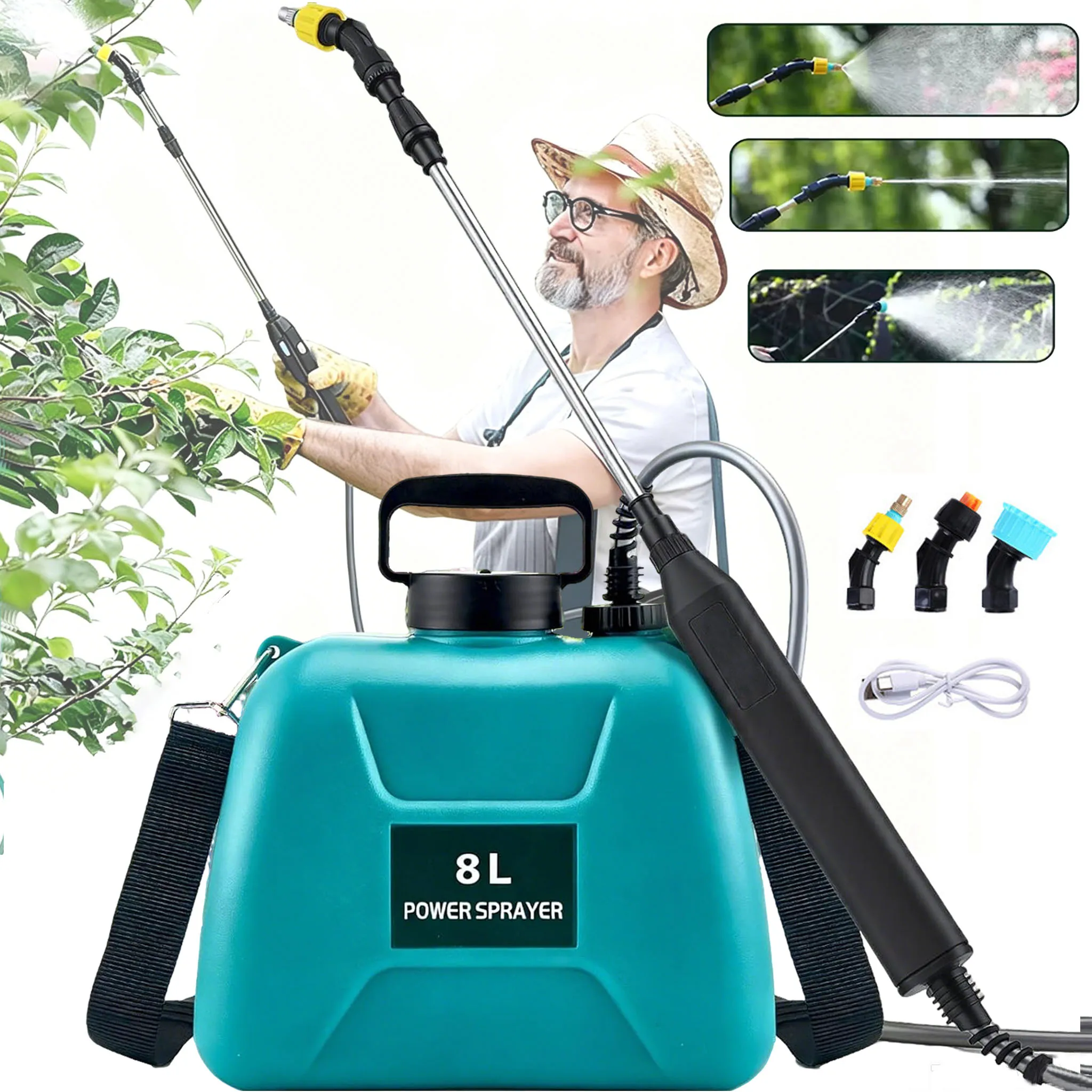 DWiusty 8L Elektrischer Sprüher Tragbarer Landwirtschaftssprüher für Zuhause Hochdruck-Pestizidsprüher Gartenbewässerung Blumennebelmaschine