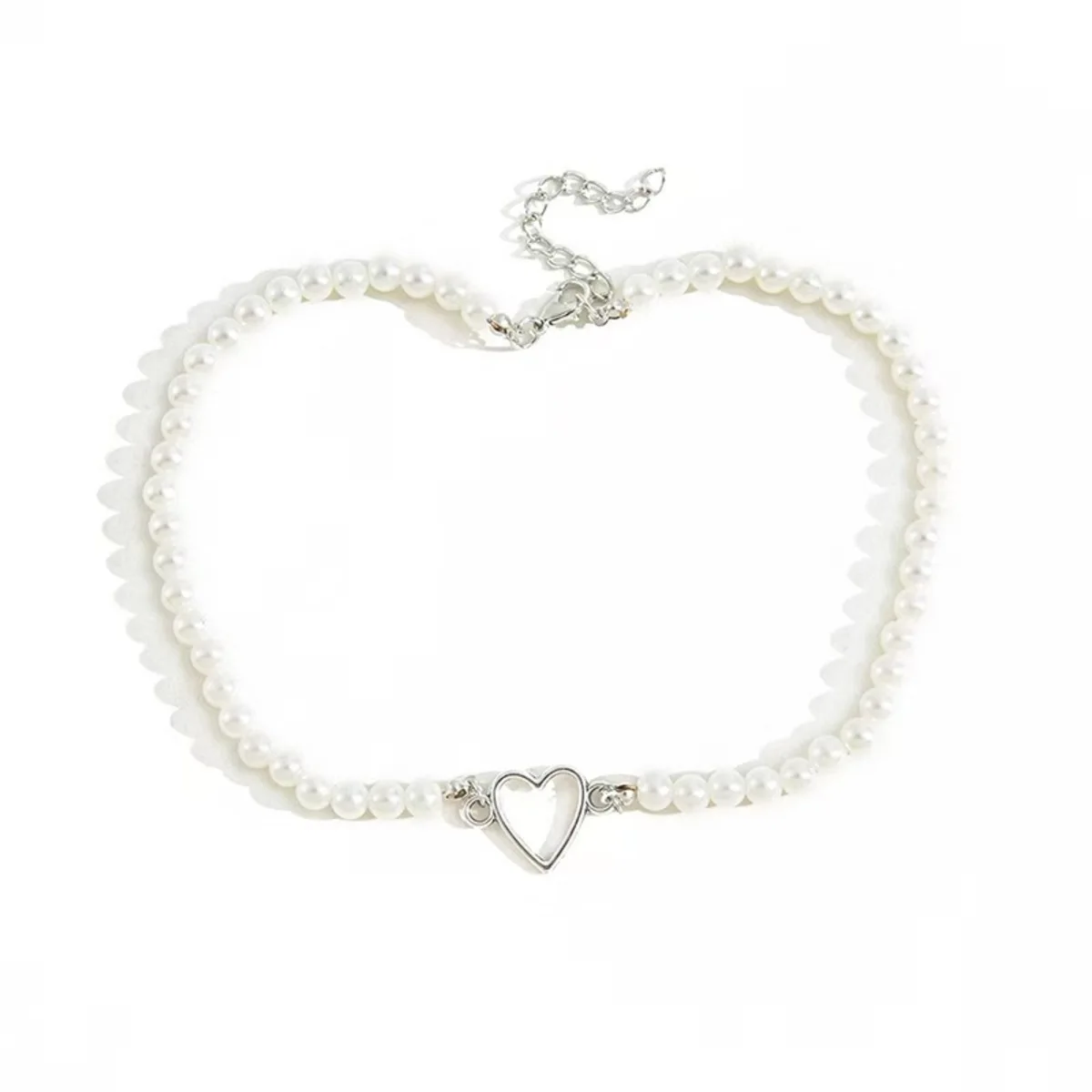 Imitation Pearl Trendy Love Heart Choker Necklace Female Personality Party Fashion Clavicle Collier Colar Perlas Collar Gift image 5