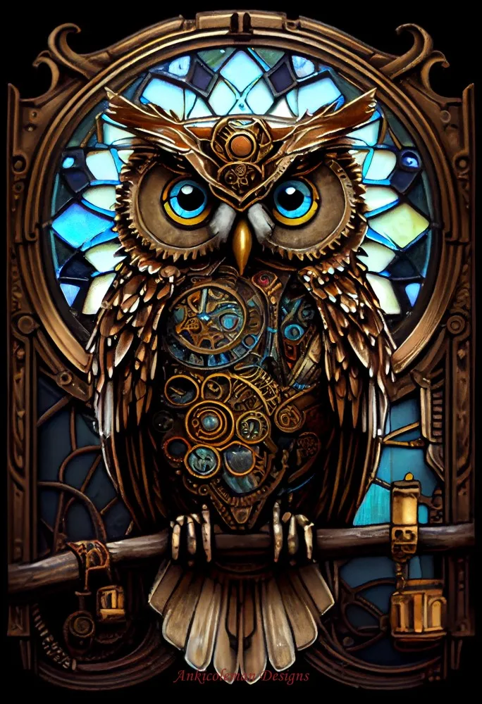 

Owl Stained Glass - Counted Cross Stitch Kits - DIY Handmade Needlework Embroidery 14 ct Aida Cross Stitch Sets Color