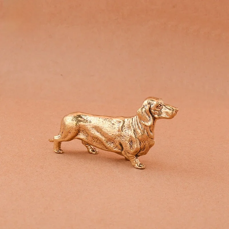 Statue de chien saucisse française en cuivre pur, ornement de bureau, accessoires artisanaux, métal et laiton, Figurines de chien mignonnes, décorations de maison