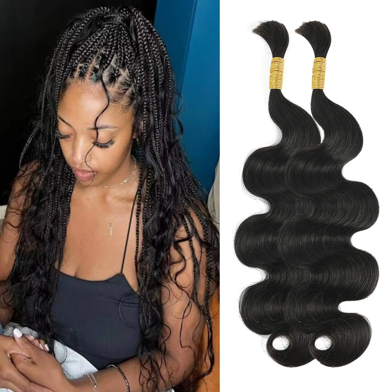 

Body Wave Braids Hair Human Hair Bundles Bulk For Braiding 100% Human Hair 3 Bundles No Weft Human Hair Bundles Hair Extension