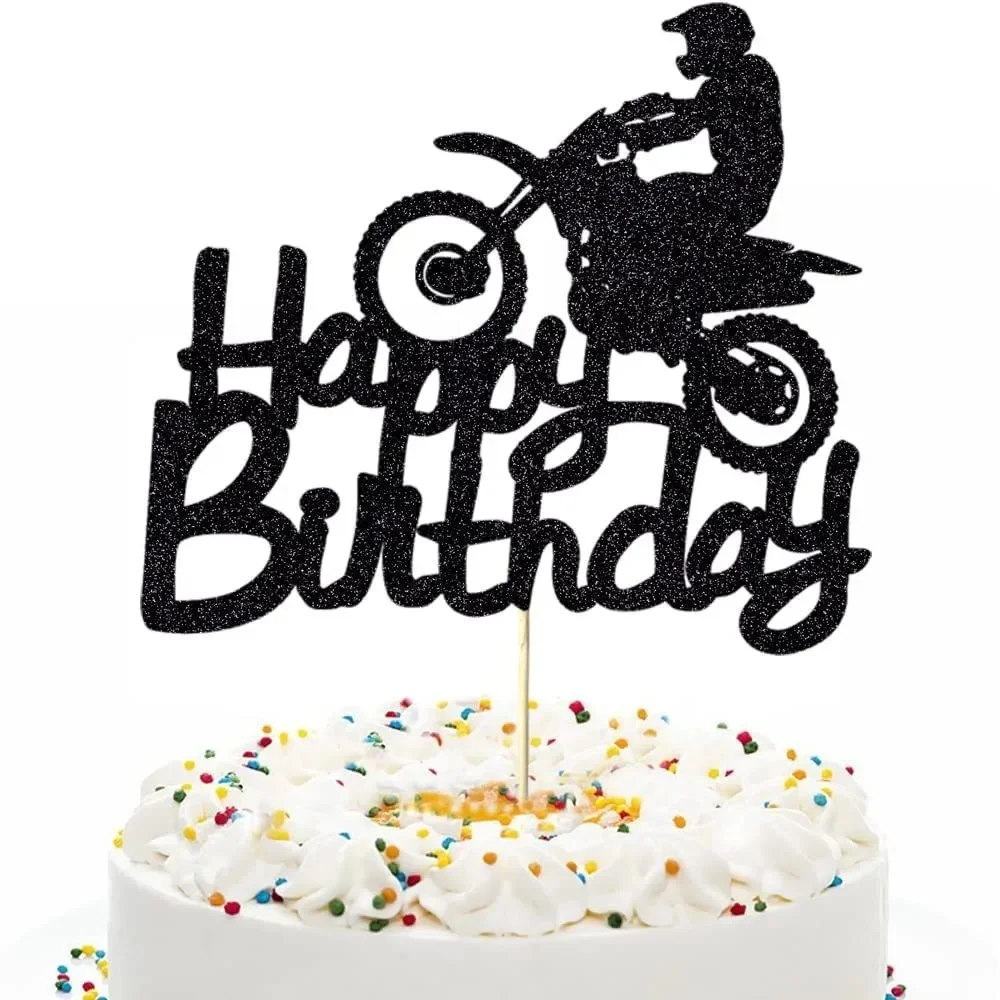AliExpress NONE Motorcycle Cake Topper Kids Man Boys Happy Birthday Black Bicycle Cupcake Toppers Wedding Decoration Party Baking Supplies DIY