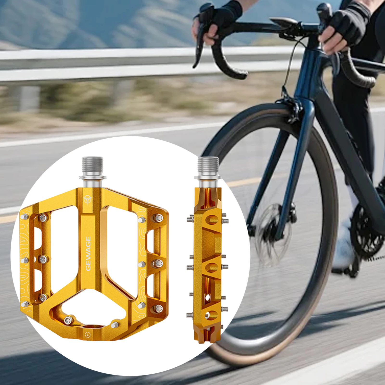 2 قطع دواسات الدراجة الجبلية دواسات الدراجة سبائك الألومنيوم مع مسامير مضادة للانزلاق منصة واسعة مسطحة لصيانة إصلاح BMX #6