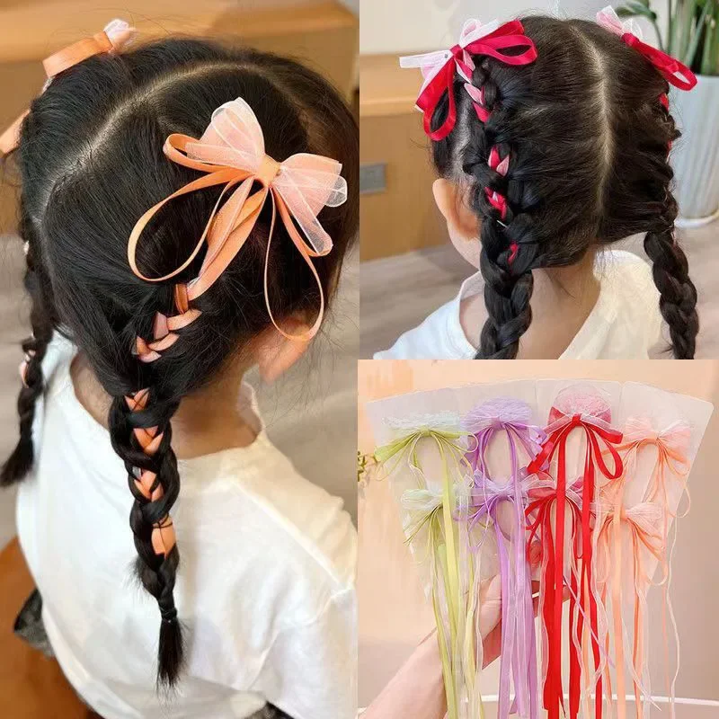 Nowy chiński styl z kokardą i frędzlami spinki do włosów słodkie dzieci słodkie dziewczyny spinki do włosów kobiety Barrettes Hairgrips akcesoria do włosów — zdjęcie 2