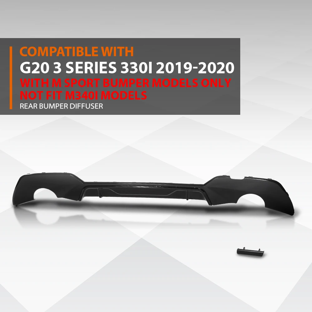 

Crossdesign Rear Bumper Diffuser Fit for 2019-2020 Bmw 3 Series G20 m Style Glossy Black Pp Durable Sturdy Strong
