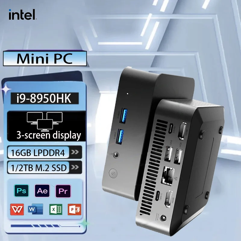 Mini PC Gaming Windows 11 Pro, Intel Core i9-8950Ian, 16 Go LPDDR4, 1 To, 2 To, SSD M.2, exploration UHD, 1000Mbps, WiFi, 6 BT Stimule Ethernet