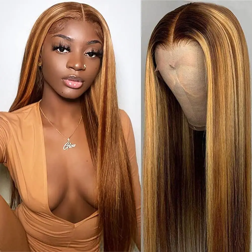 13x6 Wstępnie oskubane ludzkie włosy koronkowa peruka na przód HD 13x4 Highlight Straight bob Lace Front Wig Ludzkie włosy Peruki dla czarnych kobiet