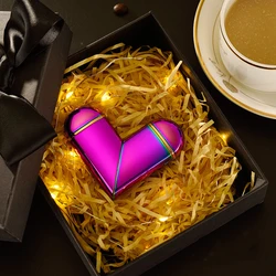 Rotatable Heart Lighter Finger Spinner Gyroscope Lighter Electric USB Rechargeable Plasma Lighter Electric Arc Lighter Gift