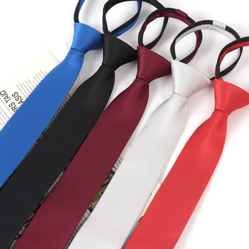 Mężczyźni krawat jednokolorowy cienki zamek błyskawiczny 6cm krawaty dla kobiet suknia ślubna czarny krawat moda Cravate elegancka typu Slim koszula akcesoria — zdjęcie 2