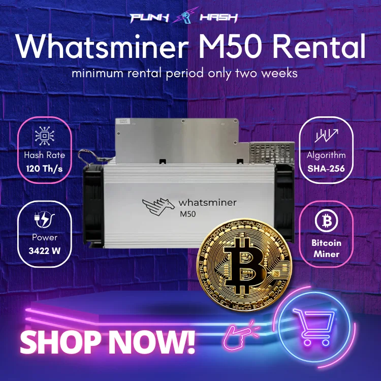 

ASIC Miner Rental MircoBT Whatsminer BTC Miner Whatsminer M50 120Th/s 3422W Mining Rig ASIC BTC BCH Miner M 50Bitcoin Miner