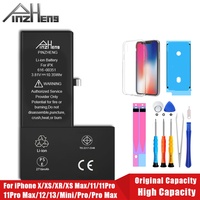 PINZHENG Real High Capacity Battery For iPhone X XR XS Max 12 13 Mini Pro Max 11 Pro Max Replacement Bateria Warranty One Year