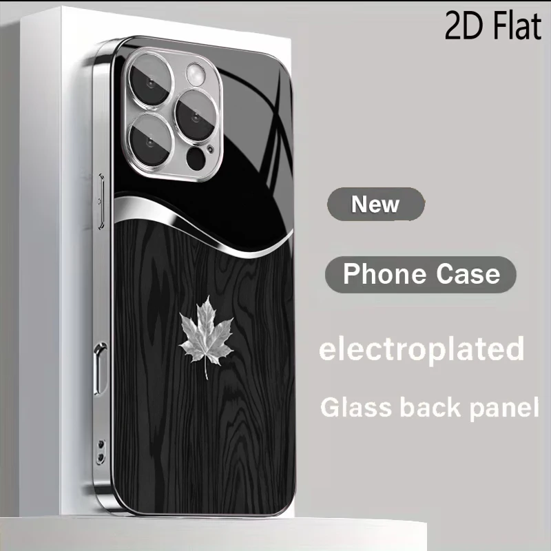 Étui de protection en verre trempé de luxe PROTECT Elegant Silver Maple avec Strikin pour iPhone 17/16e/16/15/14/13/12/Max/11/Pro/Plus
