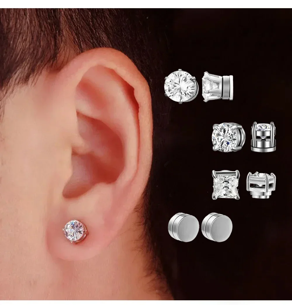 2 SZTUK Magnetyczne klipsy do uszu Kolczyki sztyfty bez przekłuwania Mocny magnes Fałszywy piercing Kobiety Mężczyźni Biżuteria Klipsy Kolczyki dla dzieci Dziewczyny — zdjęcie 2