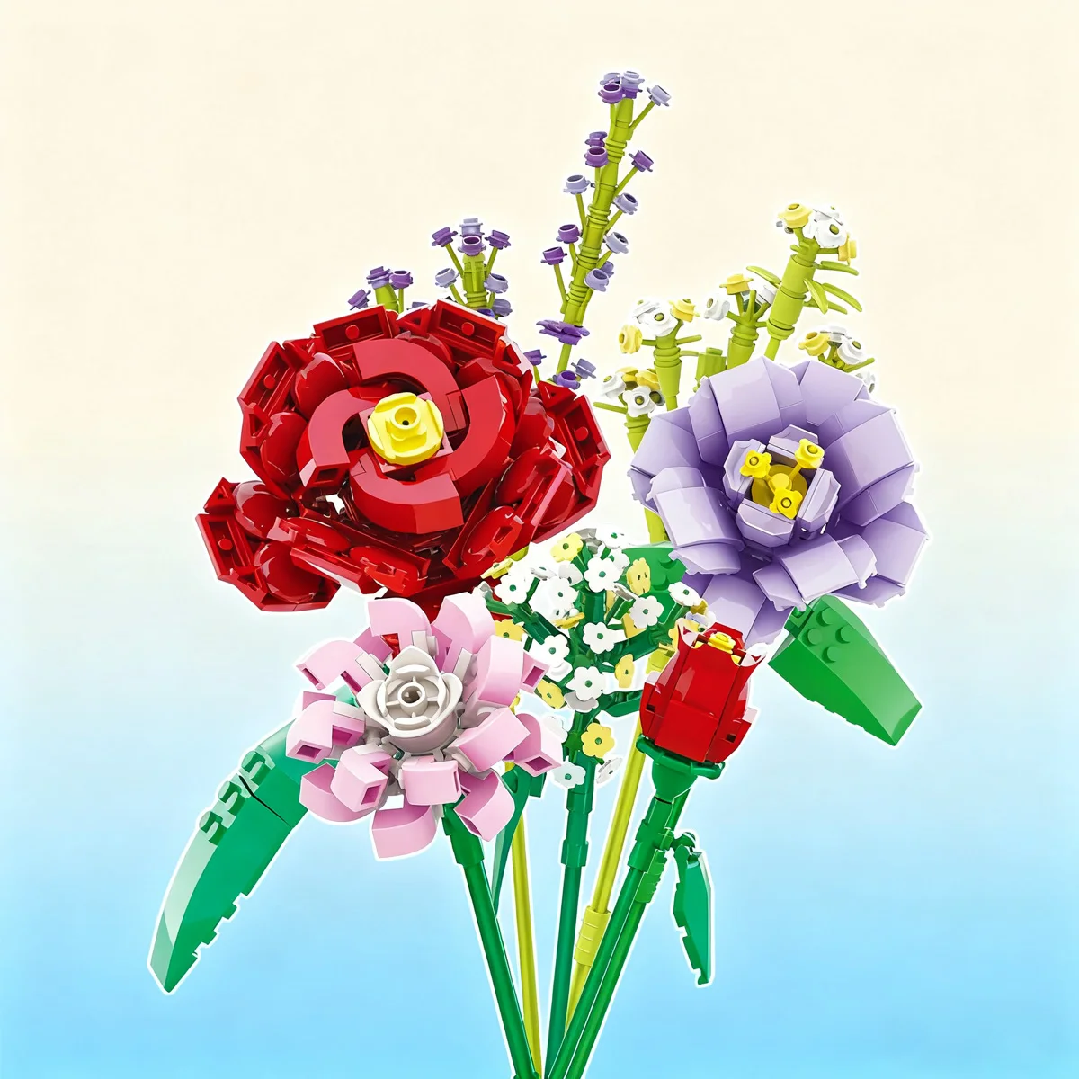 

628 шт. красочный букет из строительных блоков роз, игрушка для девочек, практические упражнения, рождественский подарок, домашний декор своими руками/декор для рабочего стола/F