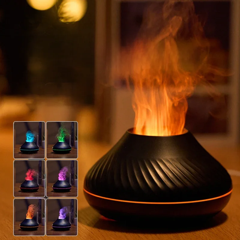 Kolorowy płomień nawilżacz do aromaterapii Cool Mist Maker 130ml USB olejek eteryczny dyfuzor zapachowy do domu sypialnia biuro hotel — zdjęcie 2