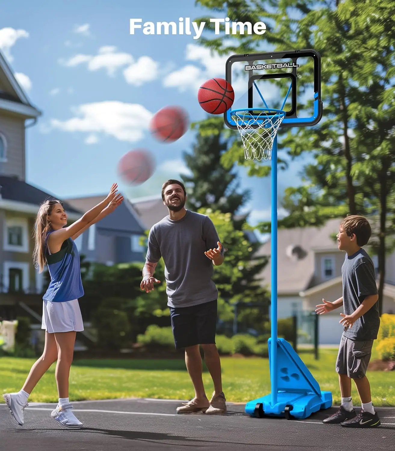 調節可能な屋外バスケットボールフープ、裏庭用ポータブルバックボード、私道、プール、屋内、30インチ、飛散防止、4.8-7.2フィート