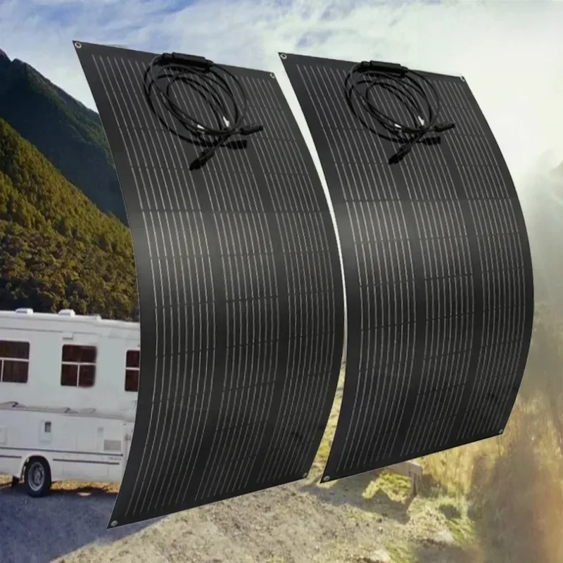 Zestaw paneli słonecznych 300W 600W 18V elastyczna monokrystaliczna ładowarka do ogniw słonecznych na zewnątrz Camping jacht samochód kempingowy samochód RV łódź — zdjęcie produktu 7