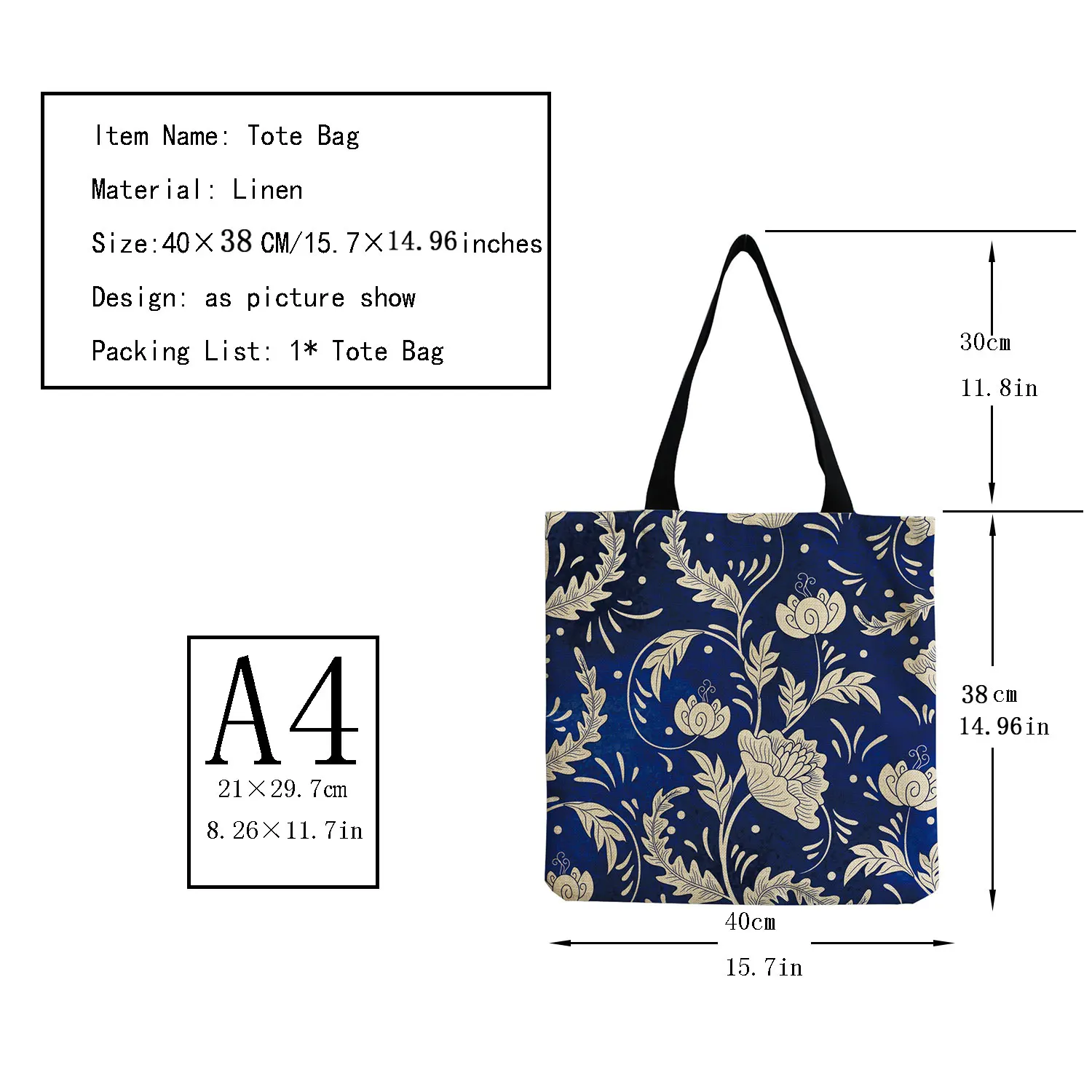 Bolso de mano ecológico para mujer, bolsa de hombro portátil personalizable, de porcelana Floral, con patrón abstracto geométrico, para playa