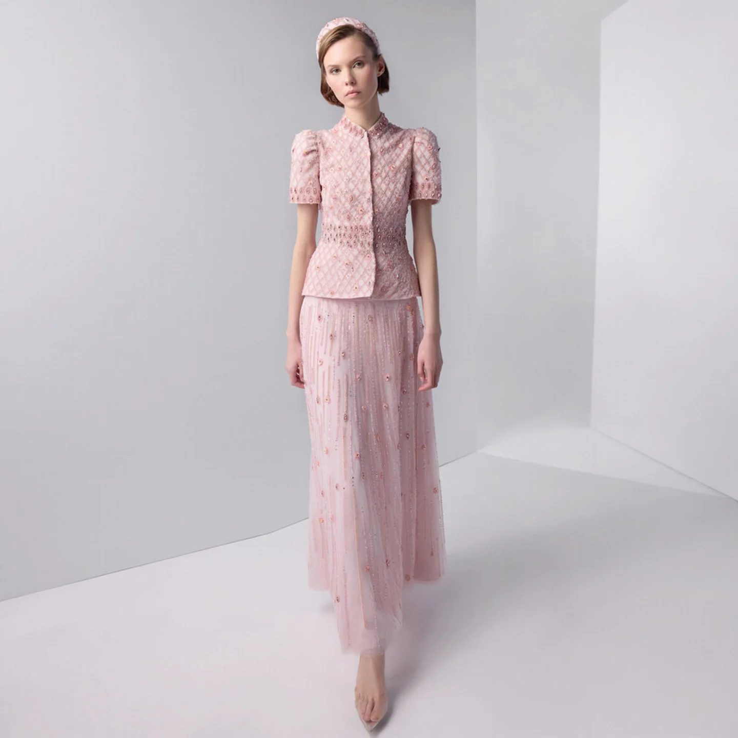 Sharon Said Dubai Elegantes Rosa Abendkleid mit Zwei Kristallen für Damen Hochzeit Formelle Party-Robe SS546 Maßanfertigung – Detail 5