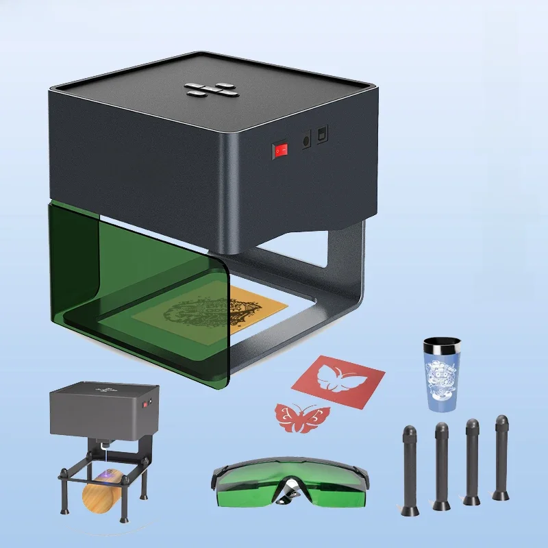 DAJA DJ6 Laser Engraver 3W CNC Laser Cutting Engraving Machine Mini Logo Painted Dog Tag Mark Printer Cutter Painted Metal Wood