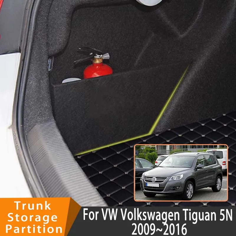 

Auto Accessories For VW Volkswagen Tiguan 5N 2009~2016 2010 Car Organizer Trunk Side Partition Trunk Interior Storage Box Parts