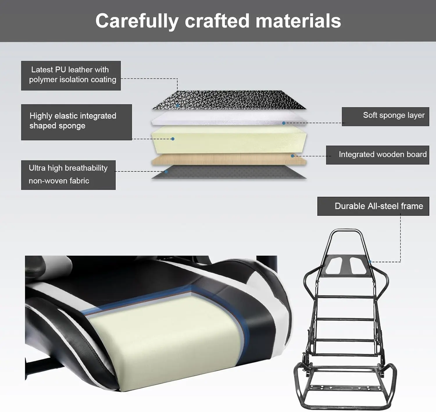كرسي ألعاب مع مكبرات صوت بلوتوث، كرسي ألعاب فيديو، تصميم مريح، كرسي مكتب كمبيوتر مكتبي عالي التحمل