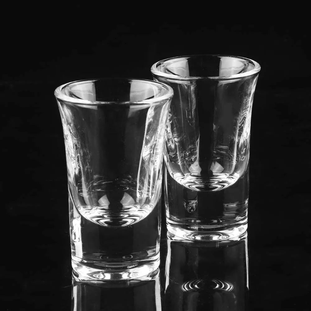 MUGLIO 2pcs Glass 30ml Drinking Cups with Thick Bottom Clear Glass Strong Baijiu Wine Cup Small Cups