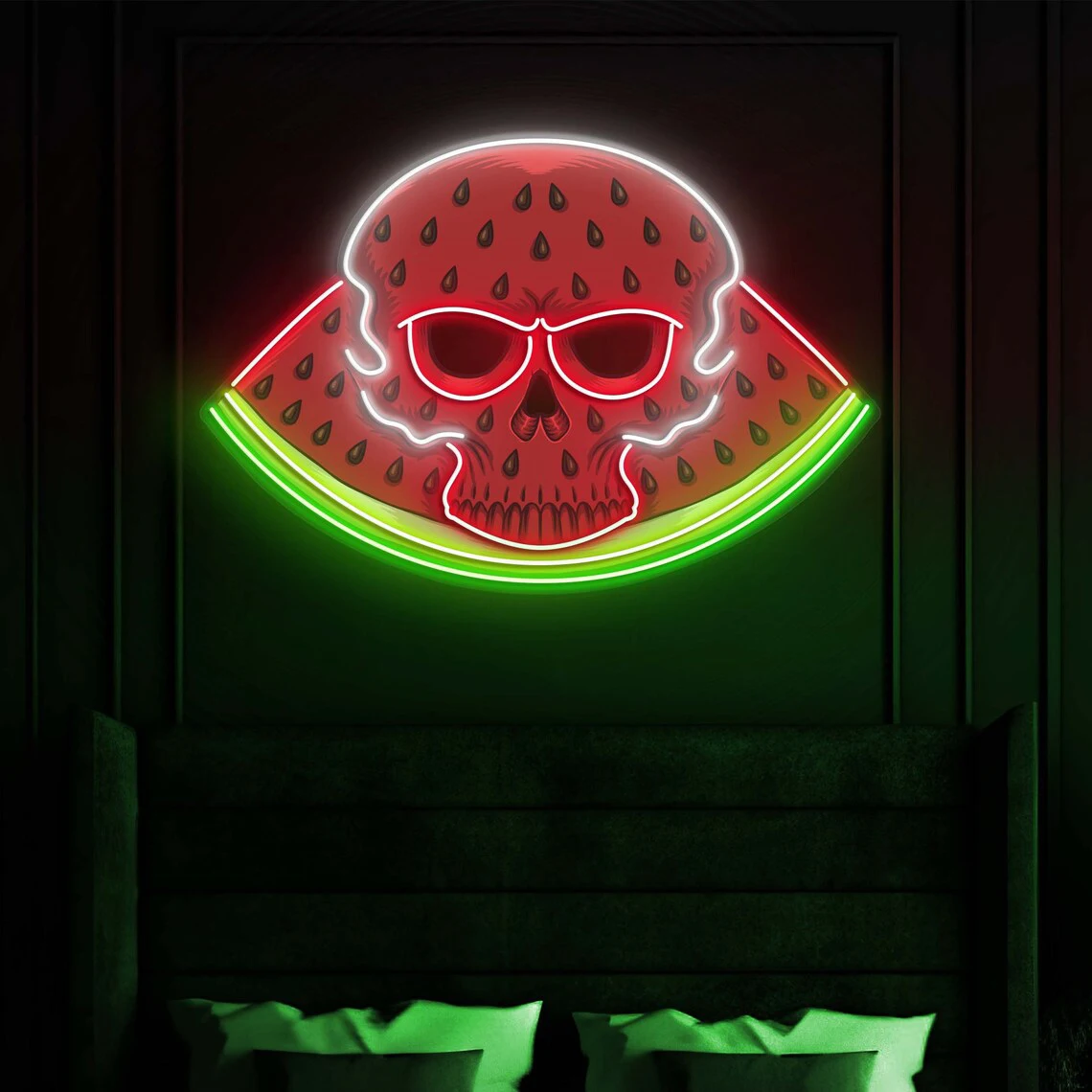 Watermelon Skull LED Neon Sign,Eye-catching Watermelon Neon,Bar decor,Ideal for Skull Decor and Signage,Bar,Home Decor,Gift Idea