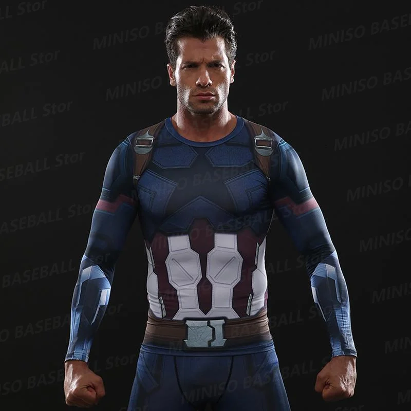 New Summer Boy Marvel Avengers3 Rogers Long Sleeve For Men 3D Printed Captain America Kid/Adult Casual Parent-Child Long Sleeve