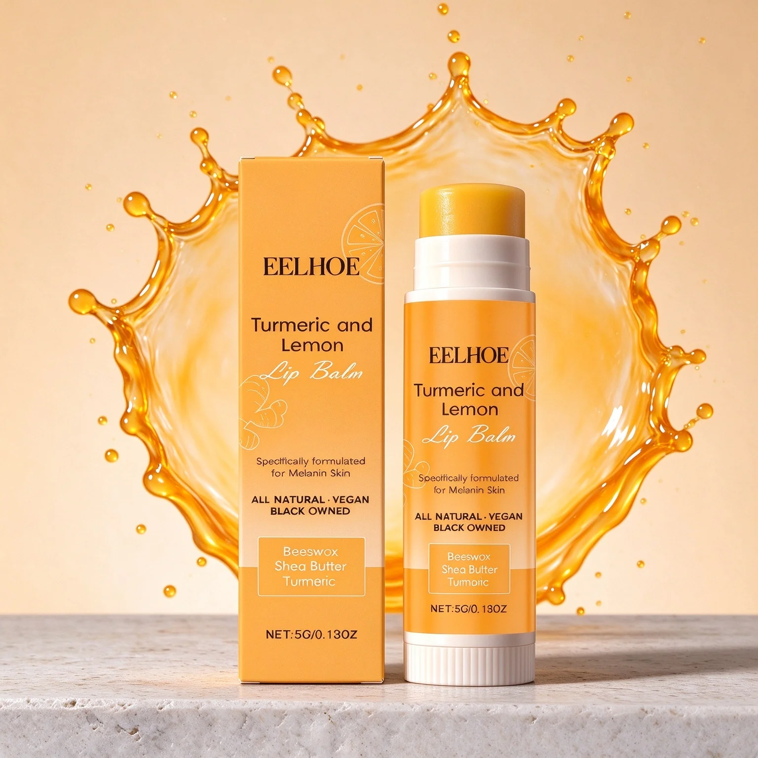Turmeric Lemon Lip Balm Brighten Dark Lip Tone Hydrating Nourishing Pre‑makeup Base Shea Butter Repair Dry Chapped Lips Lip Balm