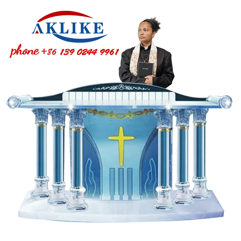 2024 AKLIKE Pulpit For Church Modern Rostrum Wedding Pulpit Acrylic Crystal Lectern Multifunctional Hall Furniture Free Shipping